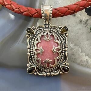 Carolyn Pollack Southwestern Style Sterling Rhodonite & Smoky Quartz Pendant
